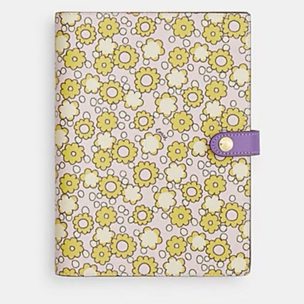 Floral Patterned Notebook with Purple Strap